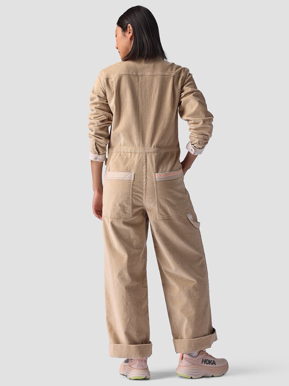 Stoic Wide Leg Corduroy Jumpsuit Coveralls Tan Beige Small - Picture 2 of 15